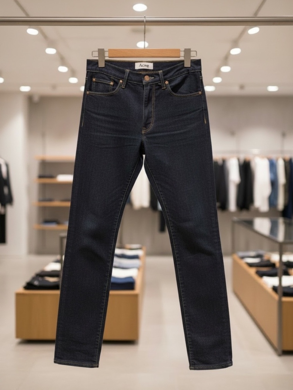 ACNE Studios Needle Soft Raw Dark Wash Straight Leg Jeans NWOT